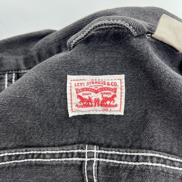 Levi’s Sz Large Sleeveless Black Denim Jumpsuit - Picture 10 of 14